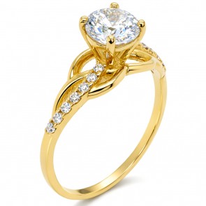 Χρυσό μονόπετρο δαχτυλίδι Κ9 με ζιργκόν