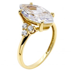 Χρυσό μονόπετρο δαχτυλίδι marquise Κ14 με ζιργκόν