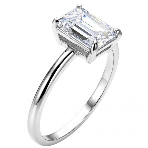 Λευκόχρυσο ορθογώνιο μονόπετρο δαχτυλίδι Κ14 με ζιργκόν