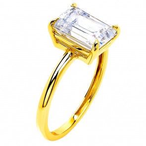 Χρυσό μονόπετρο ορθογώνιο δαχτυλίδι Κ14 με ζιργκόν