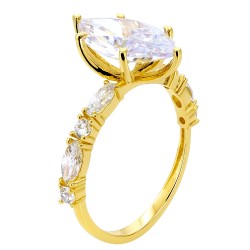 Χρυσό μονόπετρο δαχτυλίδι marquise Κ14 με ζιργκόν