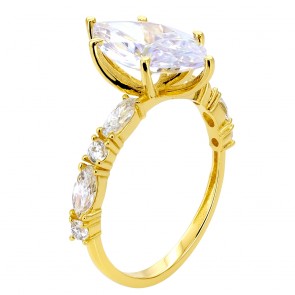Χρυσό μονόπετρο δαχτυλίδι marquise Κ14 με ζιργκόν