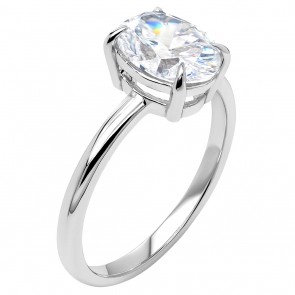 Λευκόχρυσο οβάλ μονόπετρο δαχτυλίδι Κ14 με ζιργκόν