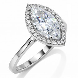 Λευκόχρυσο μονόπετρο δαχτυλίδι marquise Κ14 με ζιργκόν