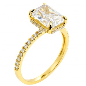 Χρυσό μονόπετρο ορθογώνιο δαχτυλίδι Κ14 με ζιργκόν