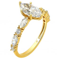 Χρυσό μονόπετρο δαχτυλίδι marquise Κ14 με ζιργκόν