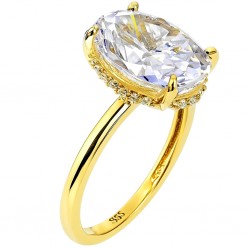 Χρυσό οβάλ μονόπετρο δαχτυλίδι Κ14 με ζιργκόν