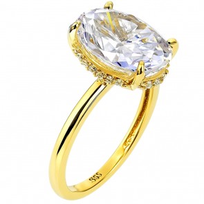 Χρυσό οβάλ μονόπετρο δαχτυλίδι Κ14 με ζιργκόν