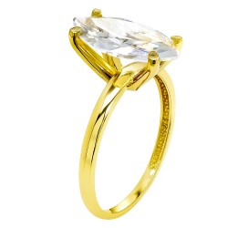 Χρυσό μονόπετρο δαχτυλίδι marquise Κ14 με ζιργκόν
