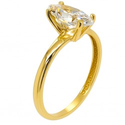 Χρυσό μονόπετρο δαχτυλίδι marquise Κ14 με ζιργκόν