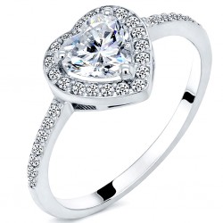 Λευκόχρυσο δαχτυλίδι καρδιά Κ14 με ζιργκόν