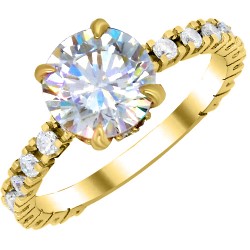 Χρυσό μονόπετρο δαχτυλίδι Κ14 με ζιργκόν