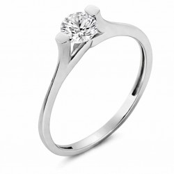 Λευκόχρυσο μονόπετρο δαχτυλίδι Κ14 με ζιργκόν