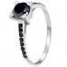 Λευκόχρυσο μονόπετρο δαχτυλίδι Κ14 με μαύρο ζιργκόν