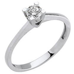 Λευκόχρυσο μονόπετρο δαχτυλίδι Κ9 με ζιργκόν