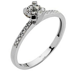 Λευκόχρυσο μονόπετρο δαχτυλίδι Κ9 με ζιργκόν