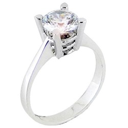 Λευκόχρυσο μονόπετρο δαχτυλίδι Κ14 με ζιργκόν