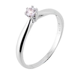 Λευκόχρυσο μονόπετρο δαχτυλίδι Κ14 με ζιργκόν