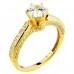 Χρυσό μονόπετρο δαχτυλίδι Κ14 με ζιργκόν