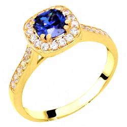 Χρυσό μονόπετρο δαχτυλίδι cushion Κ14