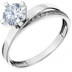 Λευκόχρυσο δαχτυλίδι μονόπετρο Κ14 Λευκόχρυσο δαχτυλίδι μονόπετρο Κ14