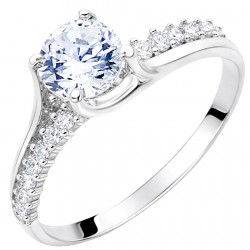 Λευκόχρυσο μονόπετρο δαχτυλίδι  Κ14