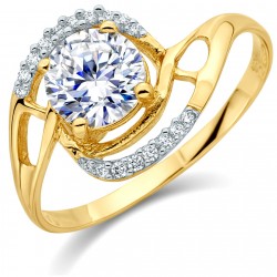 Χρυσό δαχτυλίδι μονόπετρο Κ14 με ζιργκόν