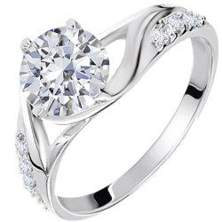 Λευκόχρυσο μονόπετρο δαχτυλίδι  Κ14