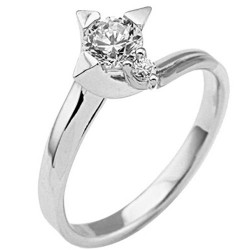 Λευκόχρυσο μονόπετρο δαχτυλίδι Κ9 με ζιργκόν