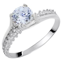 Λευκόχρυσο μονόπετρο δαχτυλίδι  Κ14