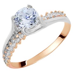 Μονόπετρο δαχτυλίδι από ροζ χρυσό Κ14 με ζιργκόν