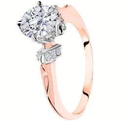 Μονόπετρο δαχτυλίδι από ροζ χρυσό Κ14 με ζιργκόν