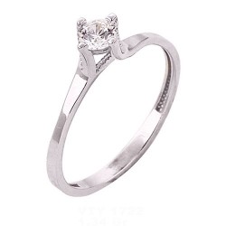 Λευκόχρυσο μονόπετρο δαχτυλίδι Κ14 με ζιργκόν