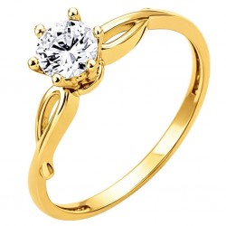 Χρυσό μονόπετρο δαχτυλίδι Κ9
