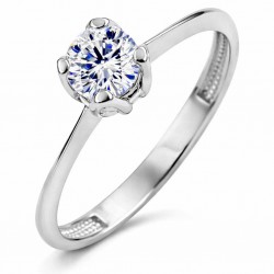 Λευκόχρυσο δαχτυλίδι μονόπετρο Κ9
