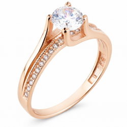 Μονόπετρο δαχτυλίδι από ροζ χρυσό Κ14 με ζιργκόν