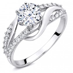 Λευκόχρυσο δαχτυλίδι μονόπετρο Κ14