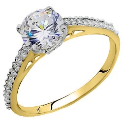 Χρυσό δαχτυλίδι μονόπετρο Κ14 με ζιργκόν