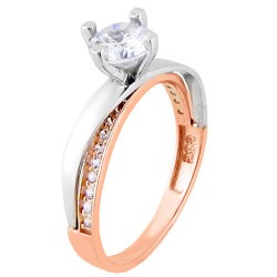 Μονόπετρο δαχτυλίδι σε ροζ και λευκό χρυσό Κ14 Μονόπετρο δαχτυλίδι σε ροζ και λευκό χρυσό Κ14