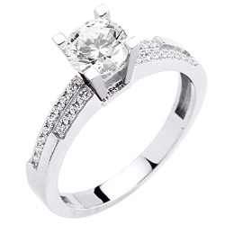 Λευκόχρυσο μονόπετρο δαχτυλίδι Κ9 με ζιργκόν