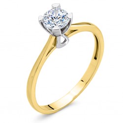 Χρυσό μονόπετρο δαχτυλίδι Κ14 με ζιργκόν