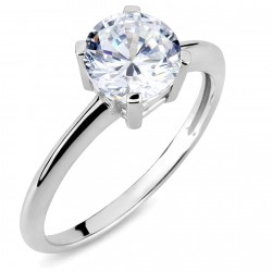 Λευκόχρυσο μονόπετρο δαχτυλίδι Κ14 με ζιργκόν