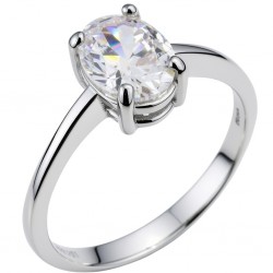 Λευκόχρυσο μονόπετρο δαχτυλίδι Κ14 με ζιργκόν