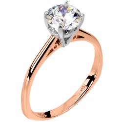 Ροζ χρυσό μονόπετρο δαχτυλίδι Κ14 με ζιργκόν