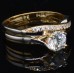 Χρυσό δαχτυλίδι μονόπετρο και σειρέ Κ14 με ζιργκόν