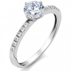 Λευκόχρυσο μονόπετρο δαχτυλίδι Κ14 με ζιργκόν