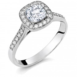 Λευκόχρυσο μονόπετρο δαχτυλίδι cushion Κ14