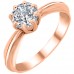 Κλασικό ροζ χρυσό μονόπετρο δαχτυλίδι Κ14 με ζιργκόν