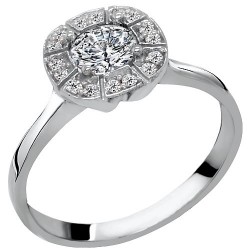 Μονόπετρο λευκόχρυσο δαχτυλίδι Κ14 με ζιργκόν