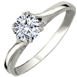 Μονόπετρο λευκόχρυσο δαχτυλίδι Κ14 με ζιργκόν